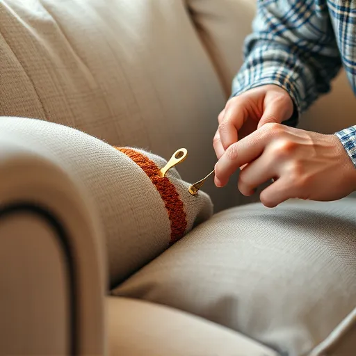 Couch Fix in Al Adliyah Generate a creative image of a close-up on a sofa repair process, focusing on the craftsmanship involved, suitable for use as an alt description. Couch Fix in Al Adliyah Sofa Repair Bahrain