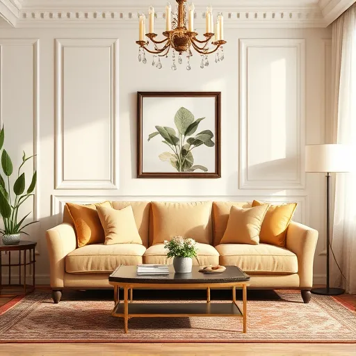 Design an elegant image of a cozy living room featuring a well-upholstered couch in Az Zallaq, Bahrain, suitable for use as an alt description for a website. The image should be inviting and warm, capturing the essence of home comfort. Couch Repair in Az Zallaq Sofa Repair Bahrain