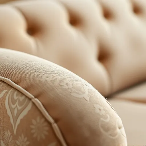 Design an elegant image for Divan Restoration in Jidd Ali, featuring a close-up of high-quality sofa upholstery fabric, perfect for use as an alt description. Divan Restoration in Jidd Ali Sofa Repair Bahrain