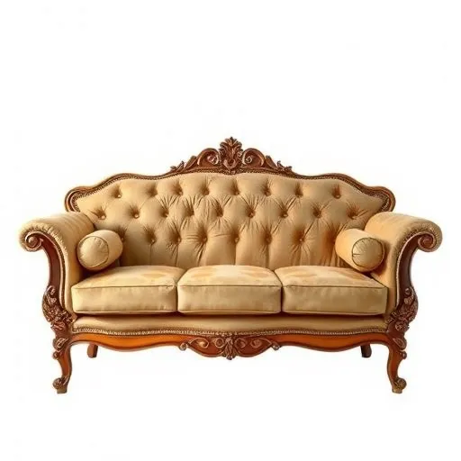 Generate a transparent background image of an elegant divan with rich upholstery, suitable for use as an alt description for the divan restoration services. Divan Restoration in Southern Sofa Repair Bahrain