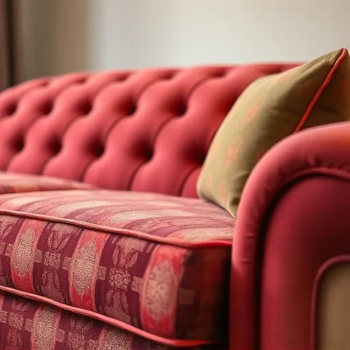 Design a creative image for 'Sofa Service in Jamalah', focusing on the rich textures and colors of various sofa upholstery fabrics. The image should highlight the craftsmanship involved in sofa repair and reupholstery, and can also be used as an alt description. Sofa Service in Jamalah Sofa Repair Bahrain