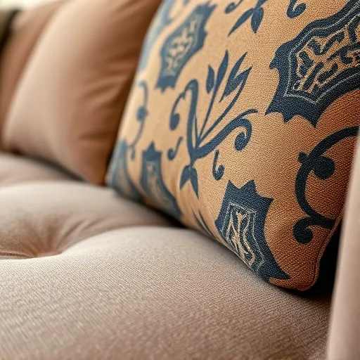 Create a transparent image representing 'Sofa Service in Umm ash Shajar'. The image should feature a close-up of high-quality sofa fabric and upholstery materials, highlighting the textures and colors used in professional sofa repair. This image should visually convey the craftsmanship and quality of sofa services, and can also serve as an alt description. Sofa Service in Umm ash Shajar Sofa Repair Bahrain