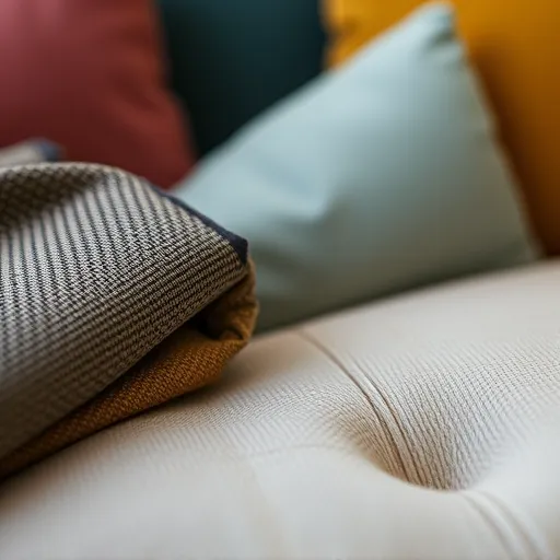 Generate an artistic image for 'Sofa Upholstery in Ar Rumaythah', featuring a close-up of various upholstery fabrics with a soft-focus background, suitable for use as an alt description. Sofa Upholstery in Ar Rumaythah Sofa Repair Bahrain