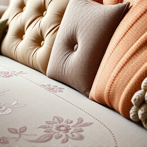Generate an artistic image for 'Sofa Upholstery in Salmabad', depicting a close-up view of various luxurious sofa fabrics and textures, ideal for use as an alt description. Sofa Upholstery in Salmabad Sofa Repair Bahrain