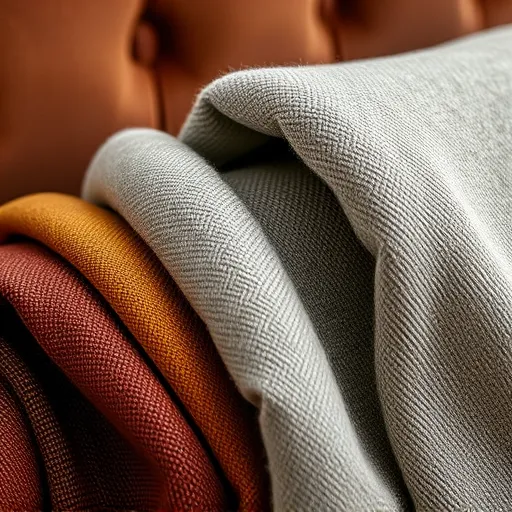 An artistic close-up of a selection of luxurious sofa upholstery fabrics, displaying various textures and colors. This image should emphasize the quality and variety of upholstery options available, perfect for serving as an alt description. Sofa Upholstery in Samahij Sofa Repair Bahrain